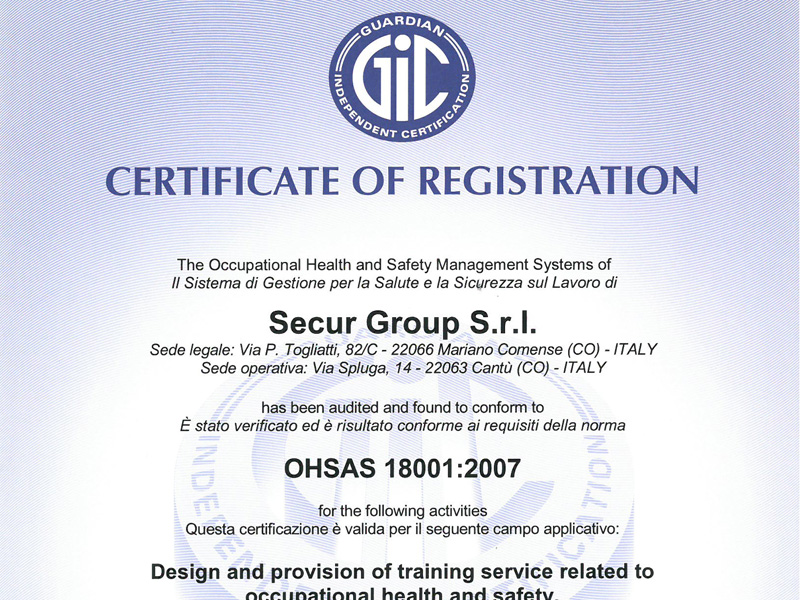 Certificazione OHSAS-18001